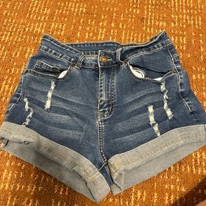 & Other Stories Blue Distressed Jean Shorts